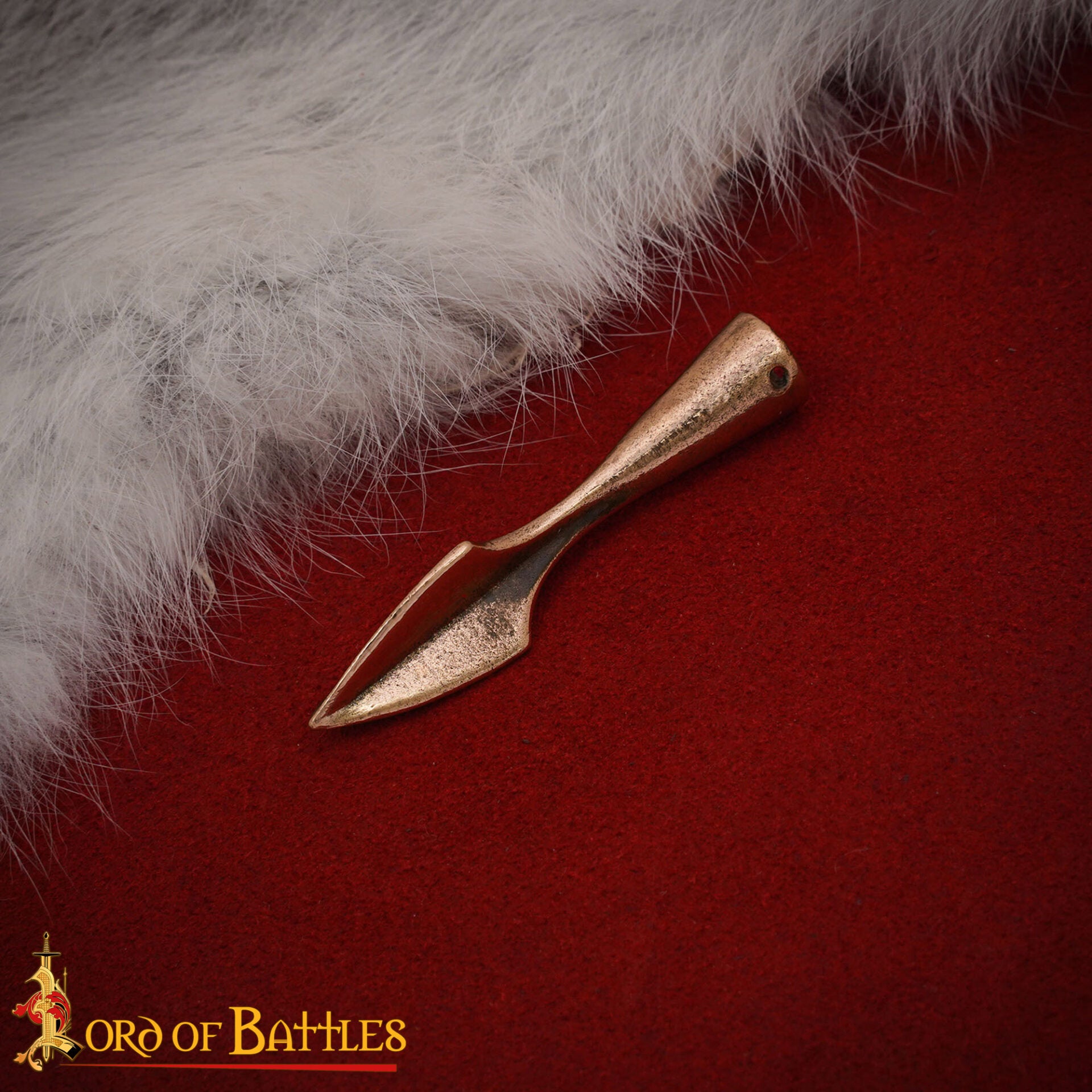 Cabeza de Flecha de Bronce Fundida a la Cera Perdida con Agujero de Amarre - Réplica Histórica de 5 Cm para Larp, Coleccionistas - Imagen 1