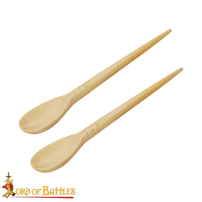 Cucharas Romanas Artesanales de Hueso - Juego de 2 - Hueso de Buey Auténtico de Origen Ético - Utensilios Históricos - Imagen 4