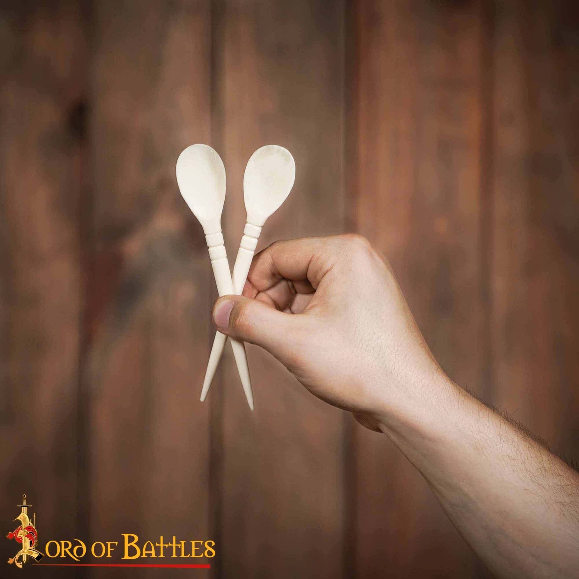 Cucharas Romanas Artesanales de Hueso - Juego de 2 - Hueso de Buey Auténtico de Origen Ético - Utensilios Históricos - Imagen 1