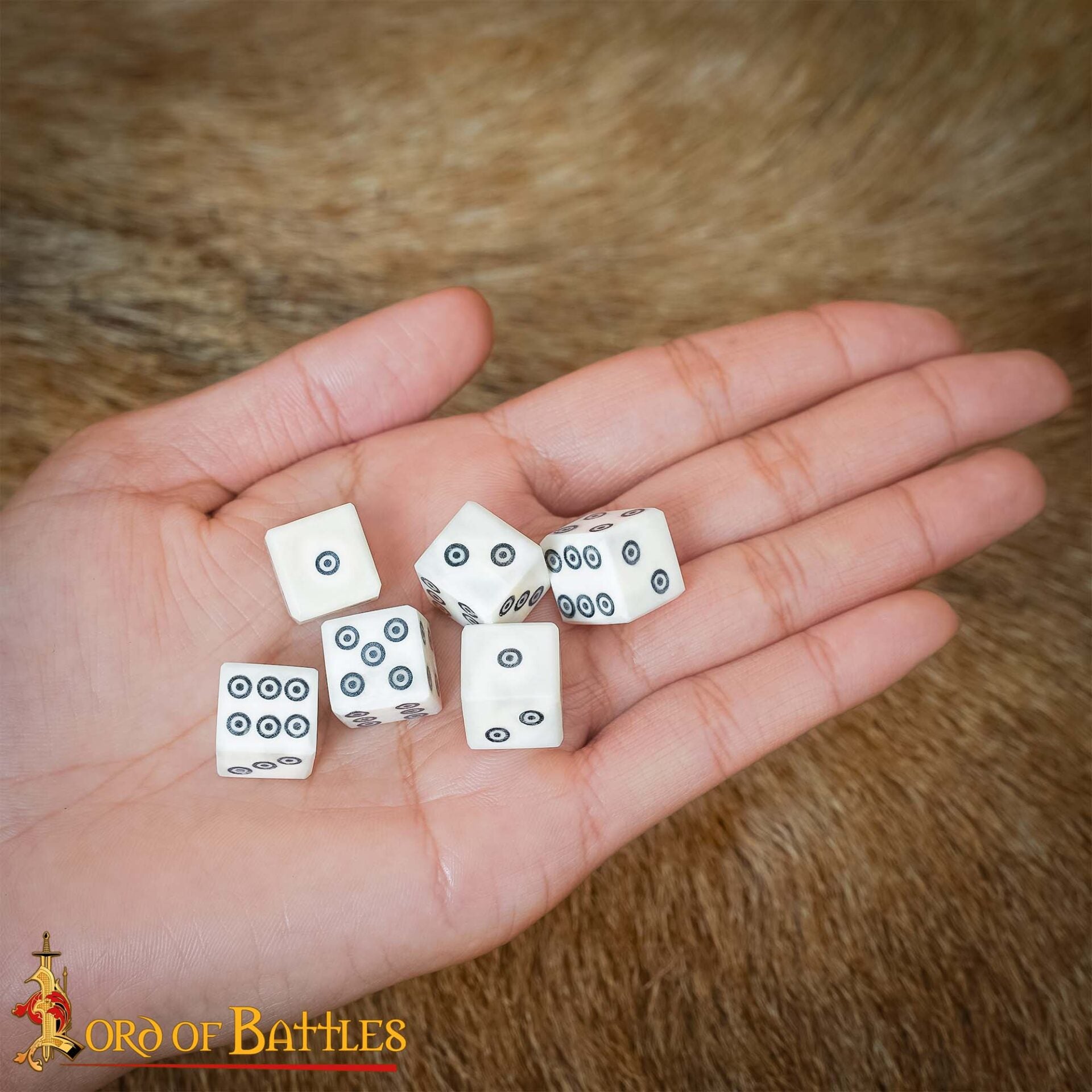 Dados Romanos de Hueso con Teselas - Juego de 6 Dados en Espiral Hechos a Mano (hueso Pulido) - Imagen 5