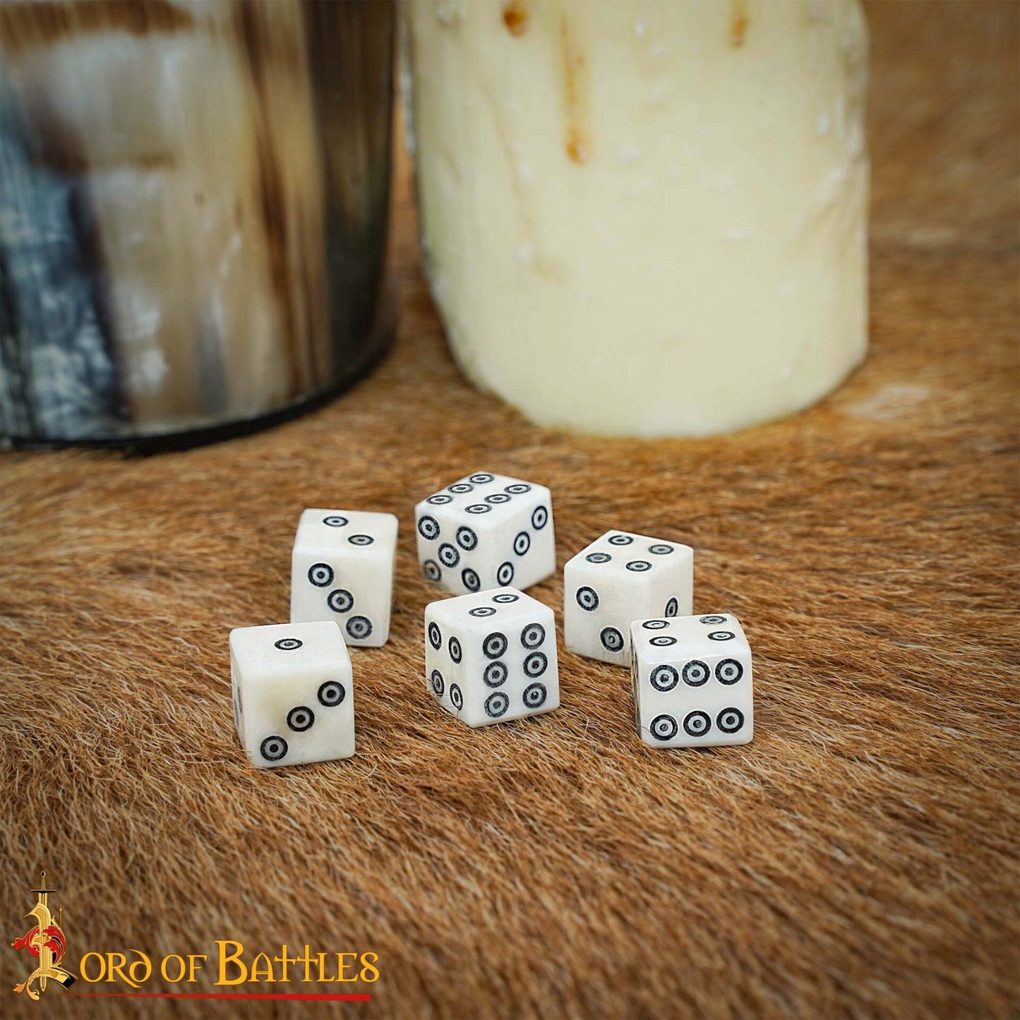 Dados Romanos de Hueso con Teselas - Juego de 6 Dados en Espiral Hechos a Mano (hueso Pulido) - Imagen 7