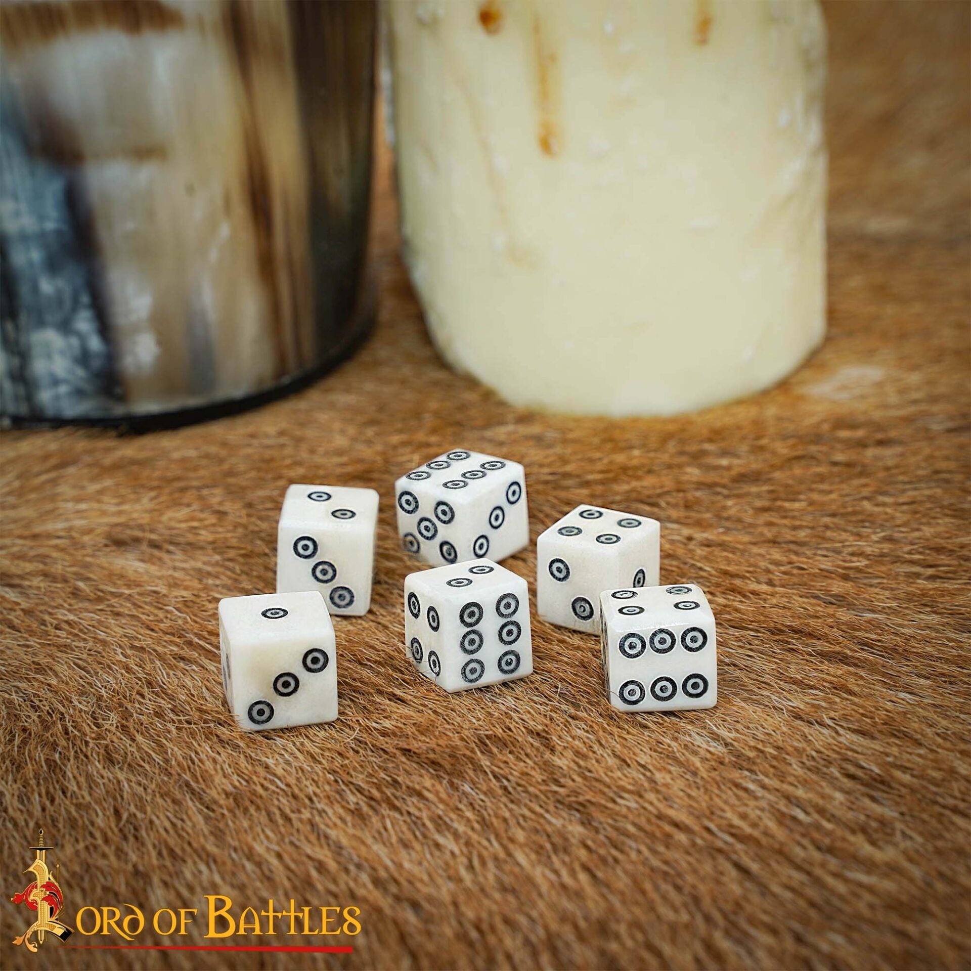 Dados Romanos de Hueso con Teselas - Juego de 6 Dados en Espiral Hechos a Mano (hueso Pulido) - Imagen 7