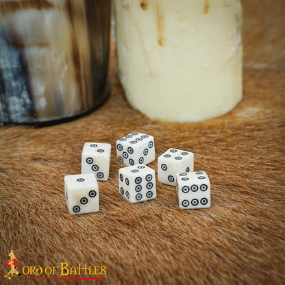 Dados Romanos de Hueso con Teselas - Juego de 6 Dados en Espiral Hechos a Mano (hueso Pulido) - Imagen 7