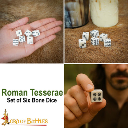Dados Romanos de Hueso con Teselas - Juego de 6 Dados en Espiral Hechos a Mano (hueso Pulido) - Imagen 8
