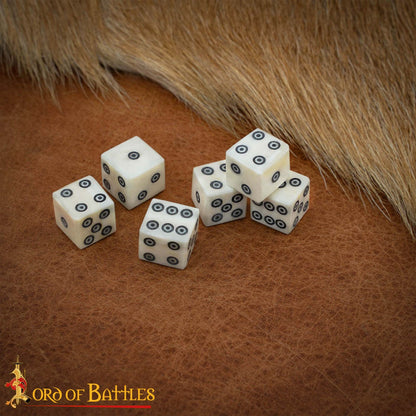 Dados Romanos de Hueso con Teselas - Juego de 6 Dados en Espiral Hechos a Mano (hueso Pulido) - Imagen 1