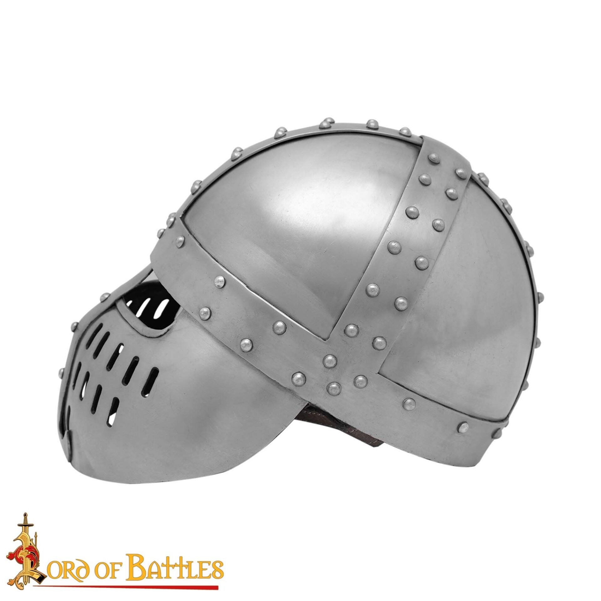 Casco Normando Spangenhelm del Siglo Xii-xiii con Protector Facial - Armadura Medieval de Acero Dulce de Calibre 16 - Imagen 5