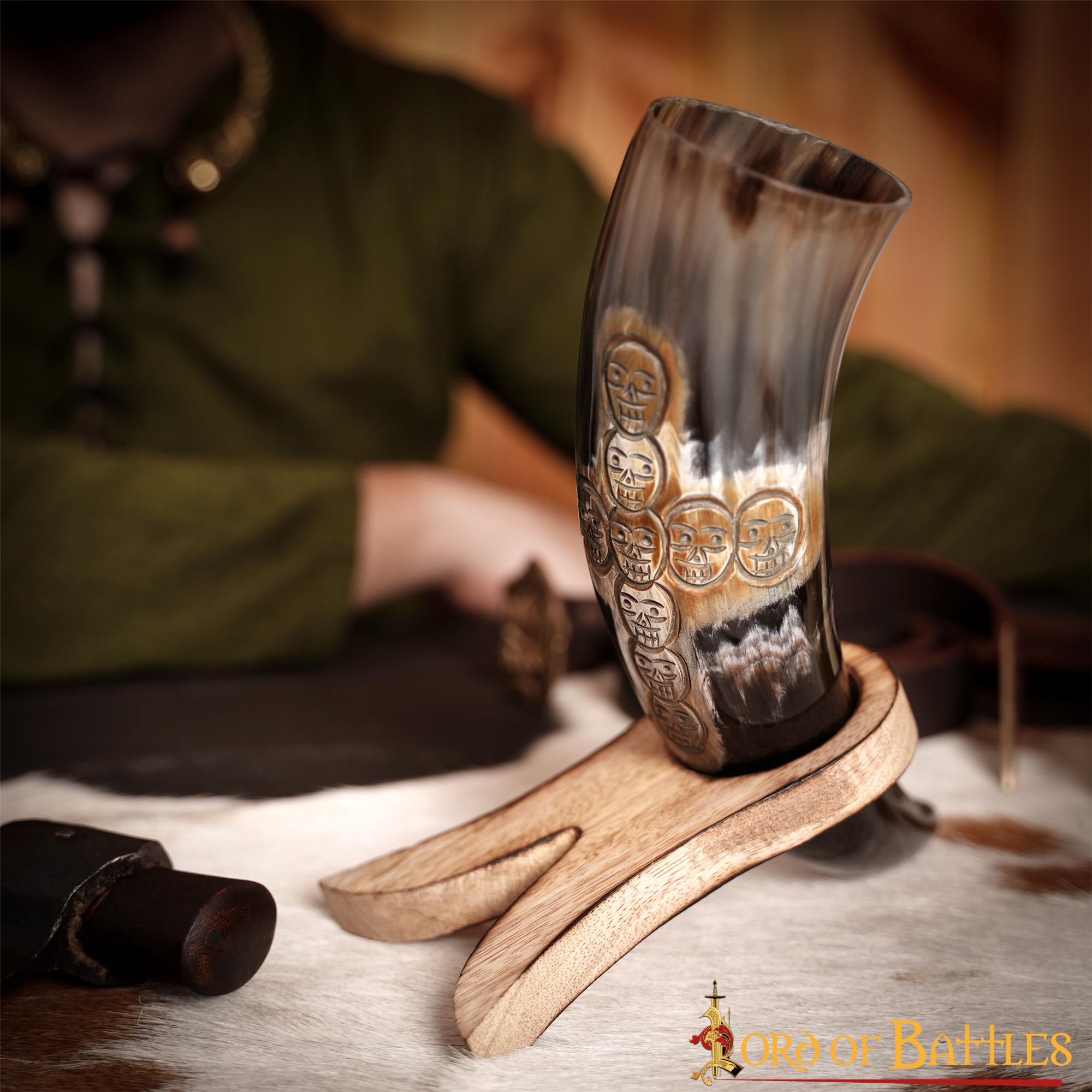 Viking Drinking Horn 500 - 600 Ml Cuerno de Buey Auténtico Hecho a Mano - Imagen 11