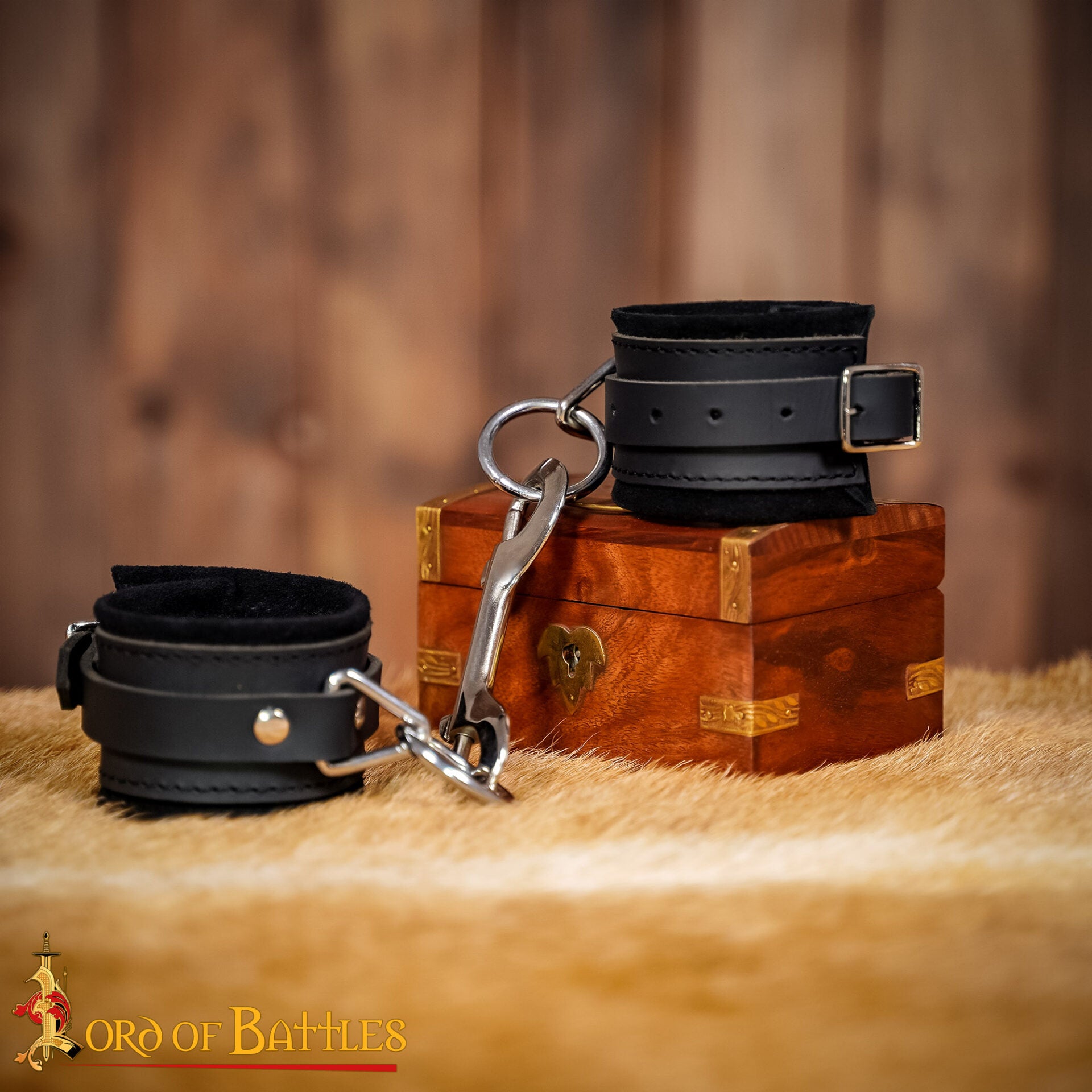 Esposas de Cuero Auténtico con Mosquetones Metálicos - Imagen 6