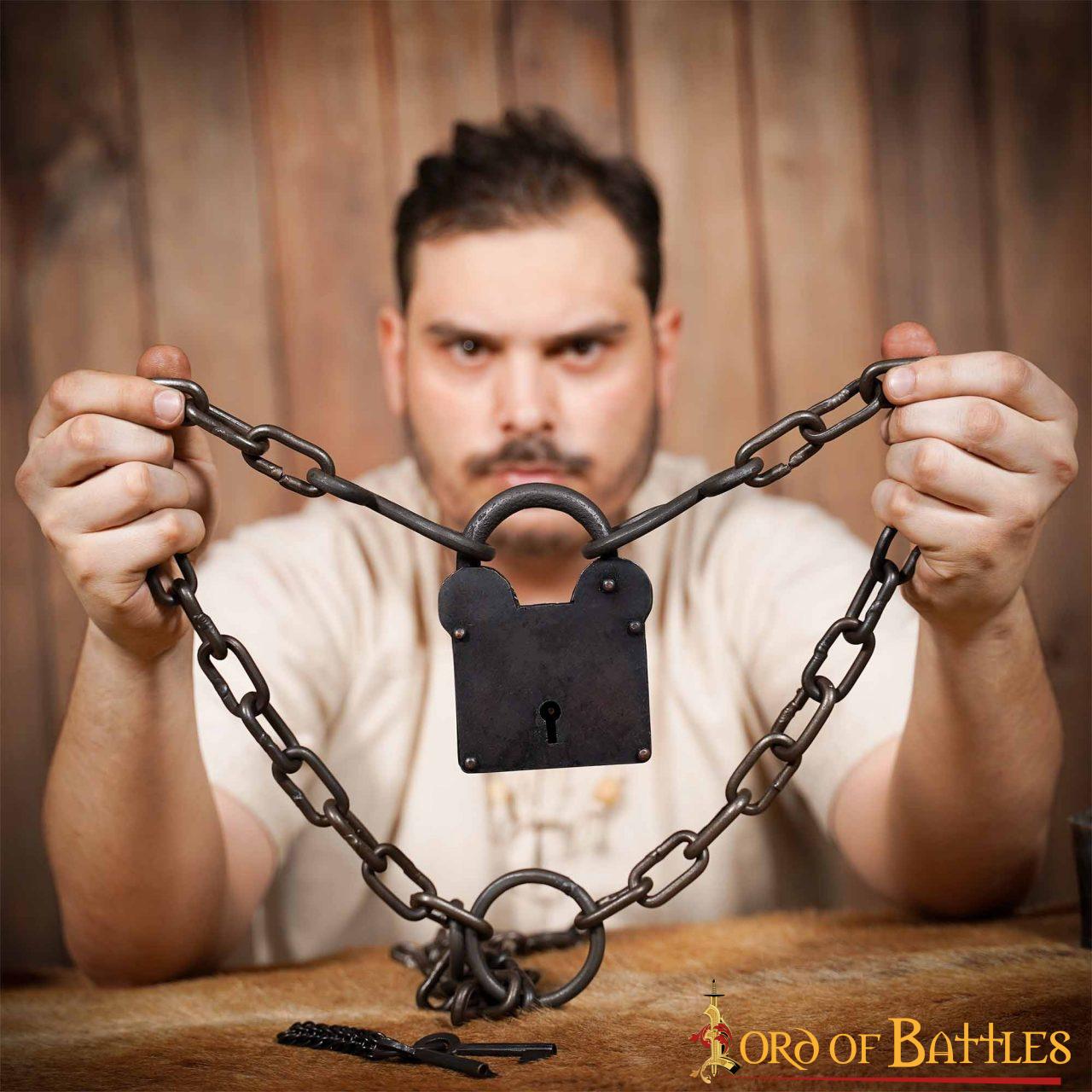 Tesorero Candado de Hierro con Llavero de Cota de Malla y Llaves Emparejadas - Imagen 7