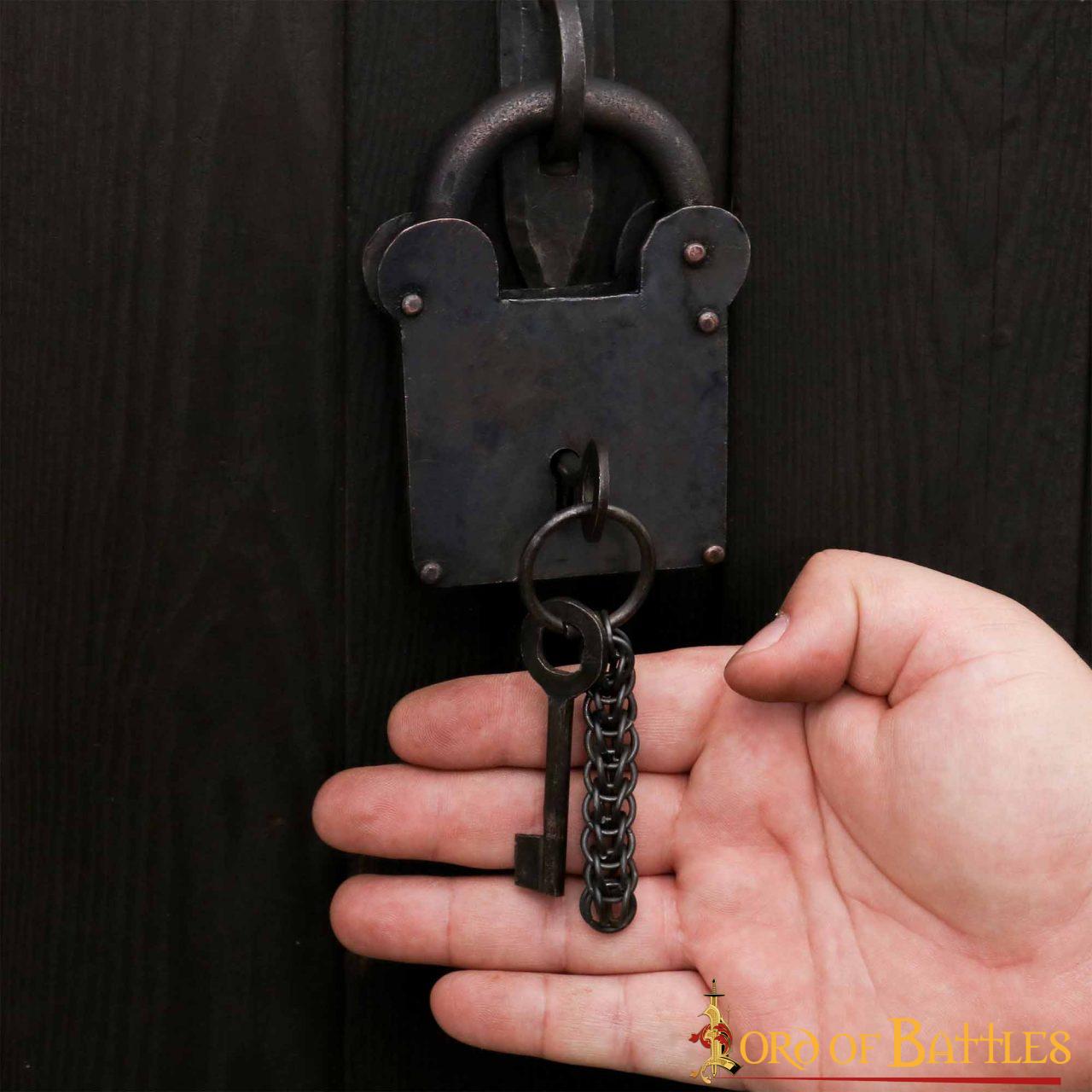 Tesorero Candado de Hierro con Llavero de Cota de Malla y Llaves Emparejadas - Imagen 10