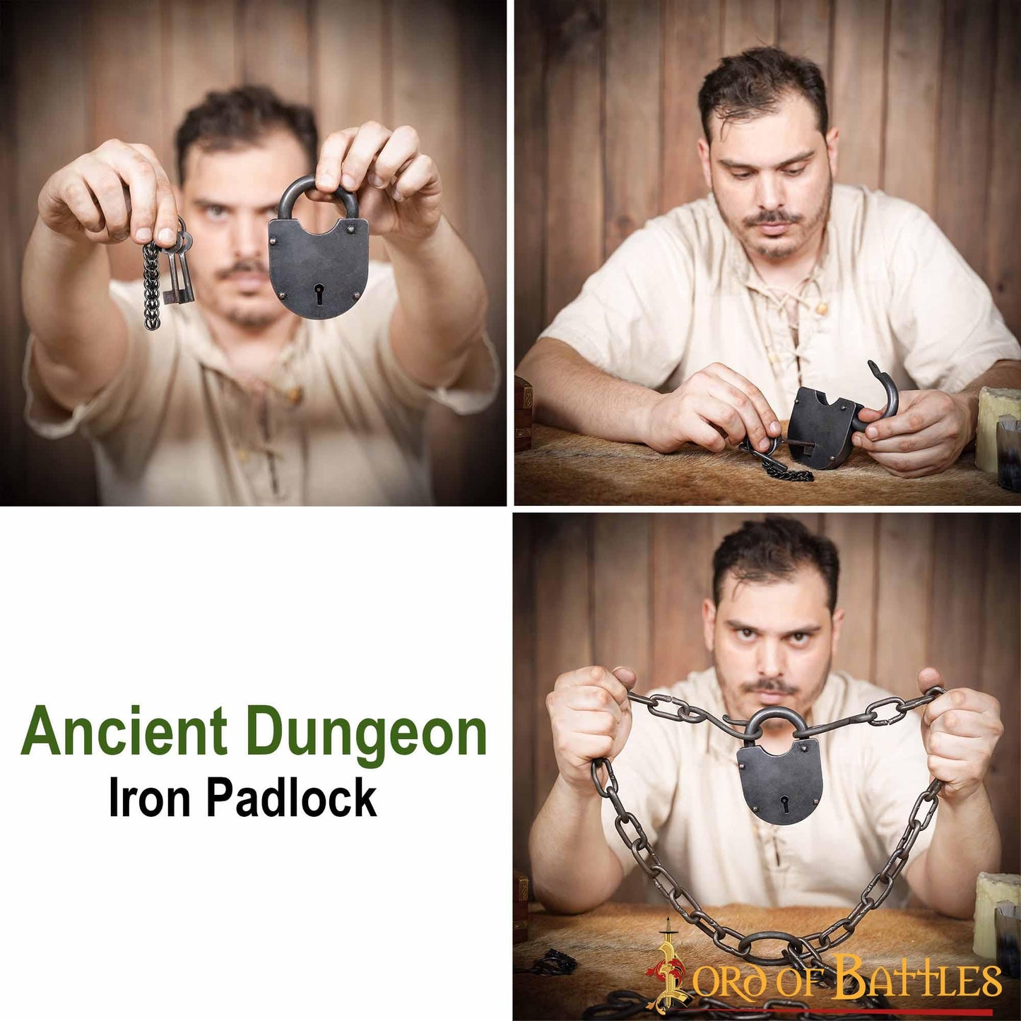 Candado Medieval Forjado a Mano con Dos Llaves Funcionales - Imagen 5