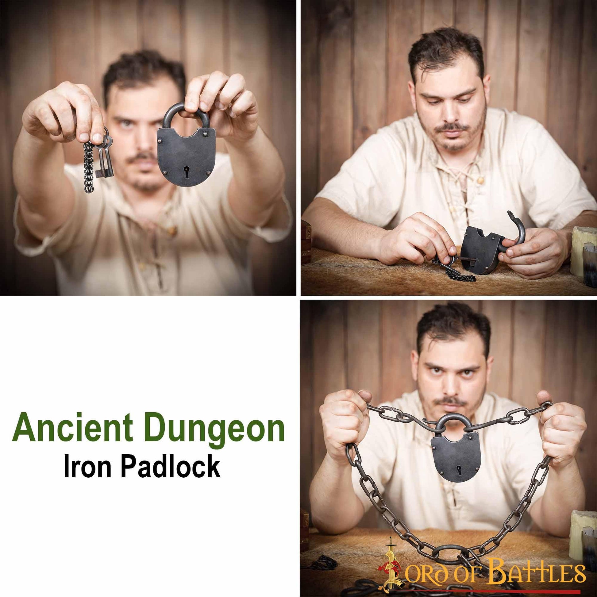 Candado Medieval Forjado a Mano con Dos Llaves Funcionales - Imagen 5