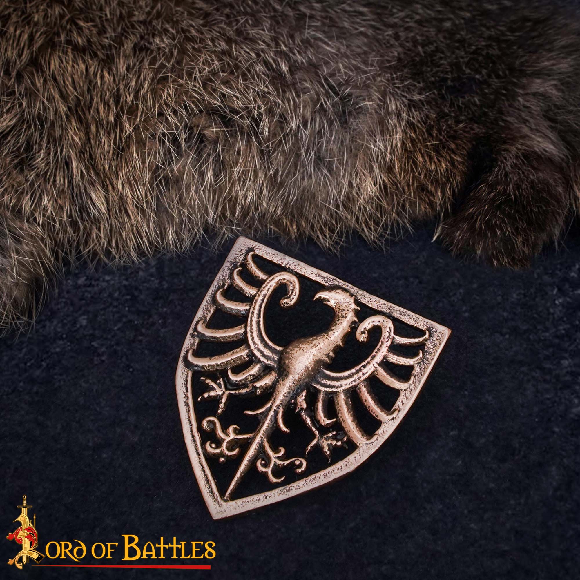 Águila Heráldica de Bronce Macizo para Cinturón de Cuero - Juego de 3 Piezas de Bronce Antiguo - Detalles Heráldicos Medievales para Trajes, Cinturones y Bolsos