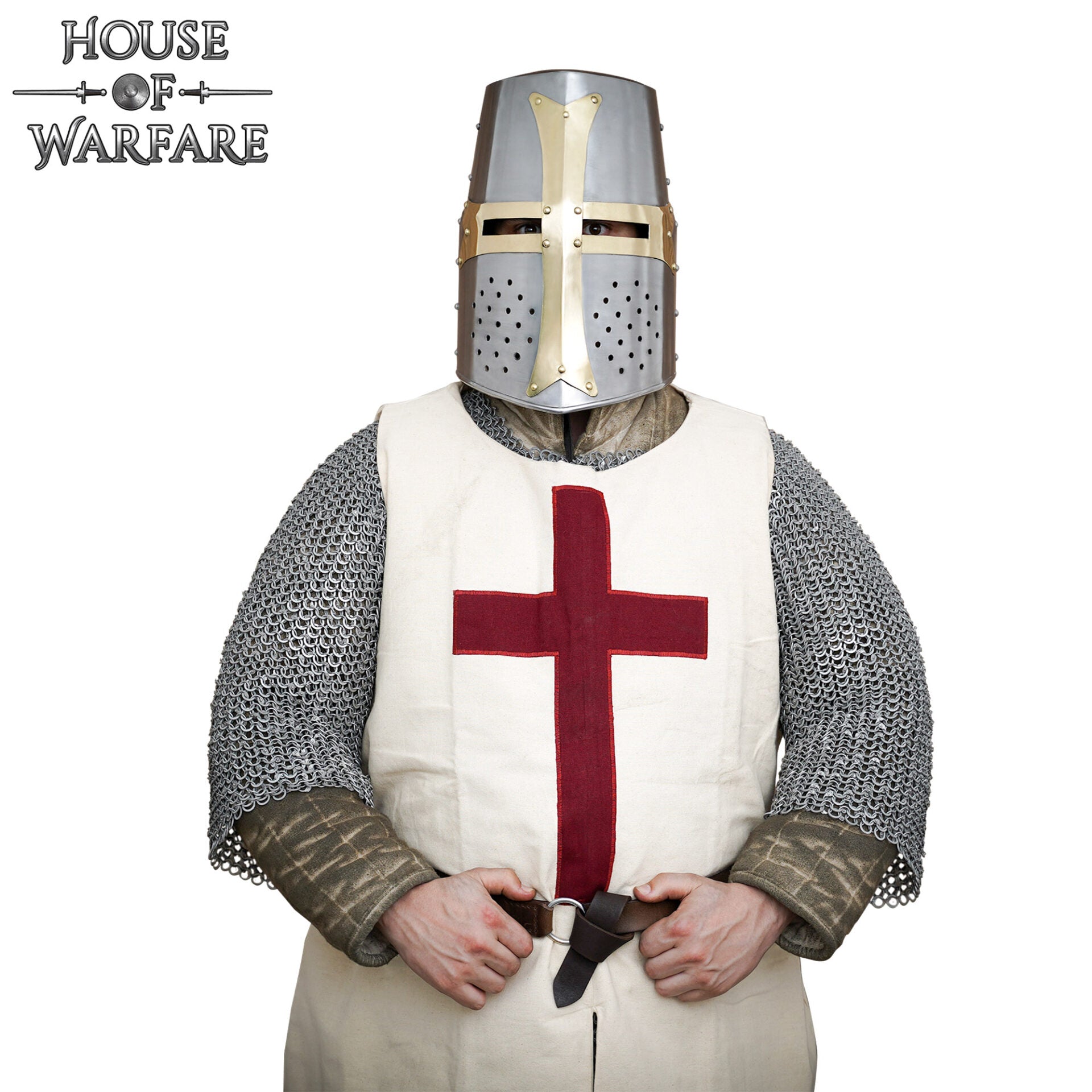Gran Casco Cruzado de Latón del Siglo Xii - Acero Pulido de Calibre 18 con Cruz de Latón - Imagen 4