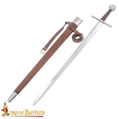 Espada Medieval Normanda Forjada a Mano Tradicionalmente con Pomo de Rueda - Hoja Funcional con Vaina de Cuero - Imagen 4