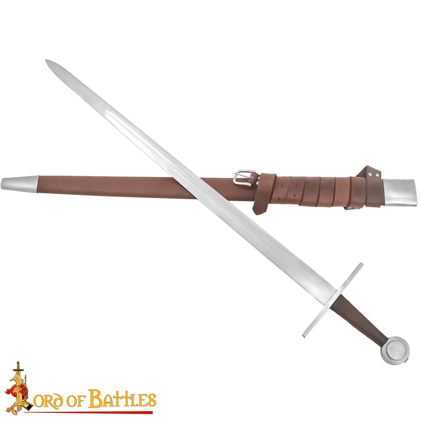 Espada Medieval Normanda Forjada a Mano Tradicionalmente con Pomo de Rueda - Hoja Funcional con Vaina de Cuero - Imagen 5
