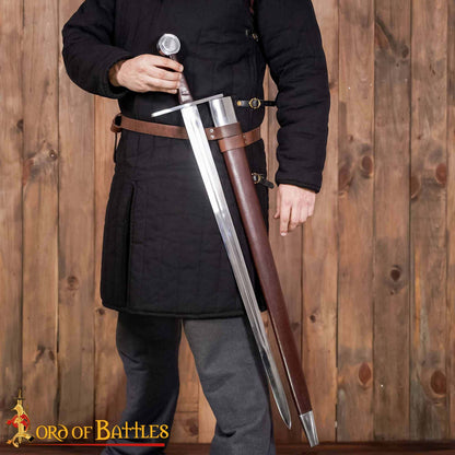 Espada Medieval Normanda Forjada a Mano Tradicionalmente con Pomo de Rueda - Hoja Funcional con Vaina de Cuero - Imagen 6