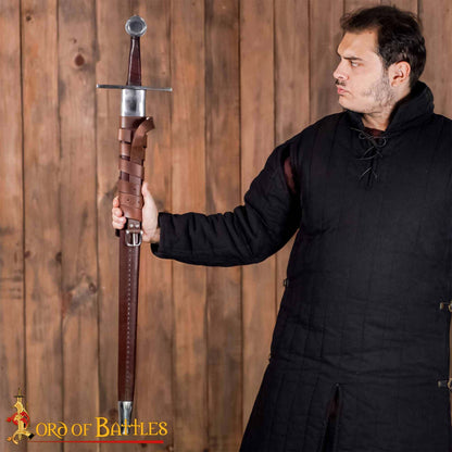 Espada Medieval Normanda Forjada a Mano Tradicionalmente con Pomo de Rueda - Hoja Funcional con Vaina de Cuero - Imagen 7