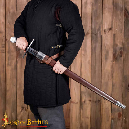 Espada Medieval Normanda Forjada a Mano Tradicionalmente con Pomo de Rueda - Hoja Funcional con Vaina de Cuero - Imagen 8