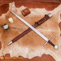 Espada Medieval Normanda Forjada a Mano Tradicionalmente con Pomo de Rueda - Hoja Funcional con Vaina de Cuero - Imagen 1