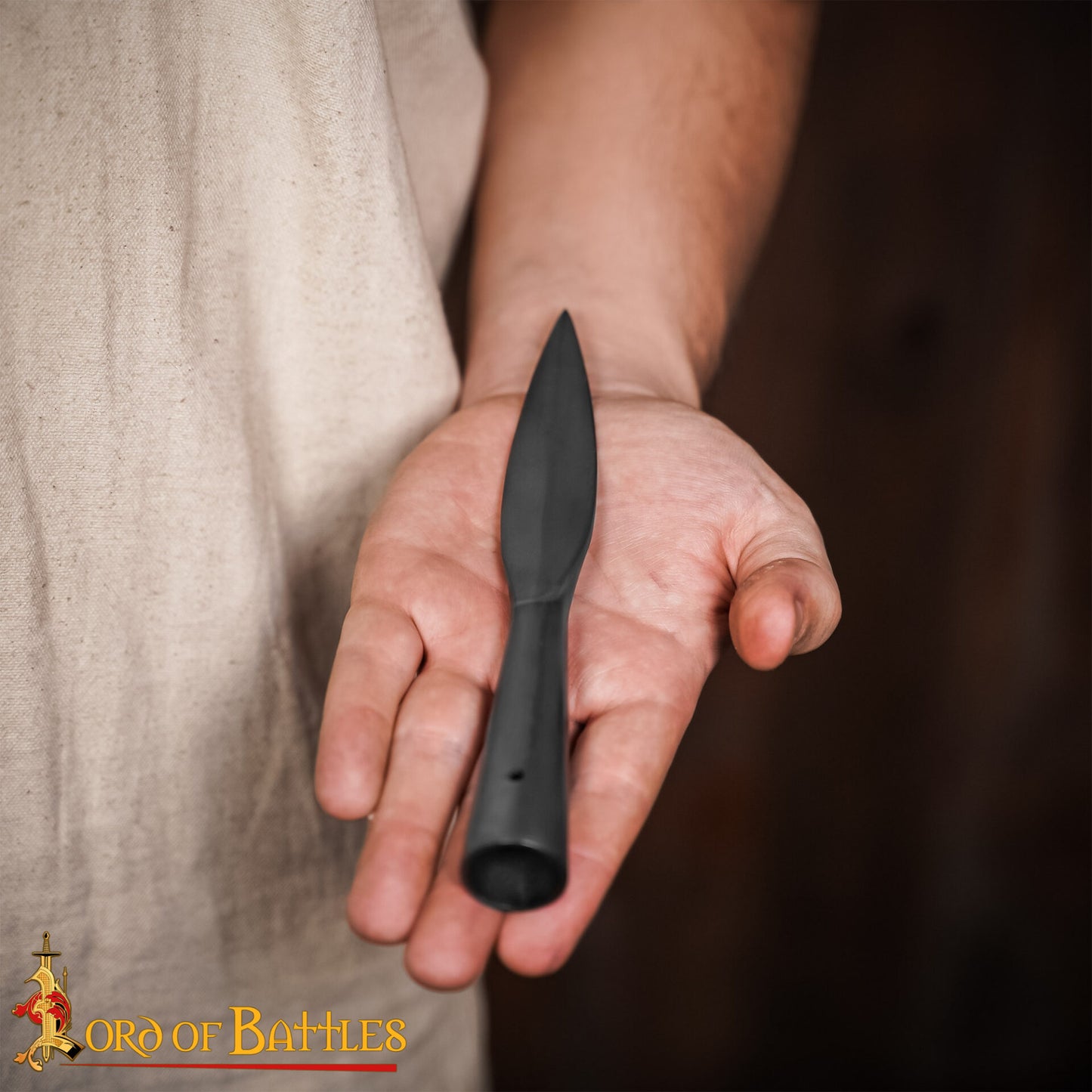 Punta de Lanza Vikinga Medieval - Acero Al Carbono Forjado a Mano - Hoja Corta con Mango Cónico - Imagen 5