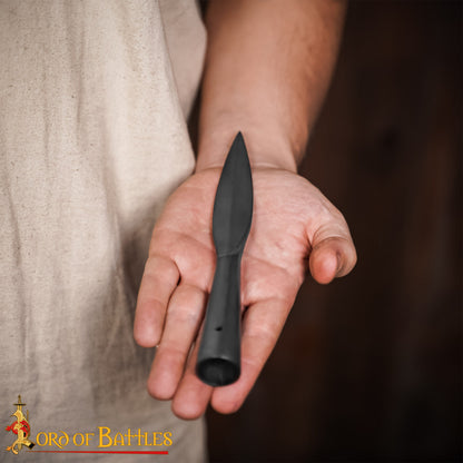 Punta de Lanza Vikinga Medieval - Acero Al Carbono Forjado a Mano - Hoja Corta con Mango Cónico - Imagen 5