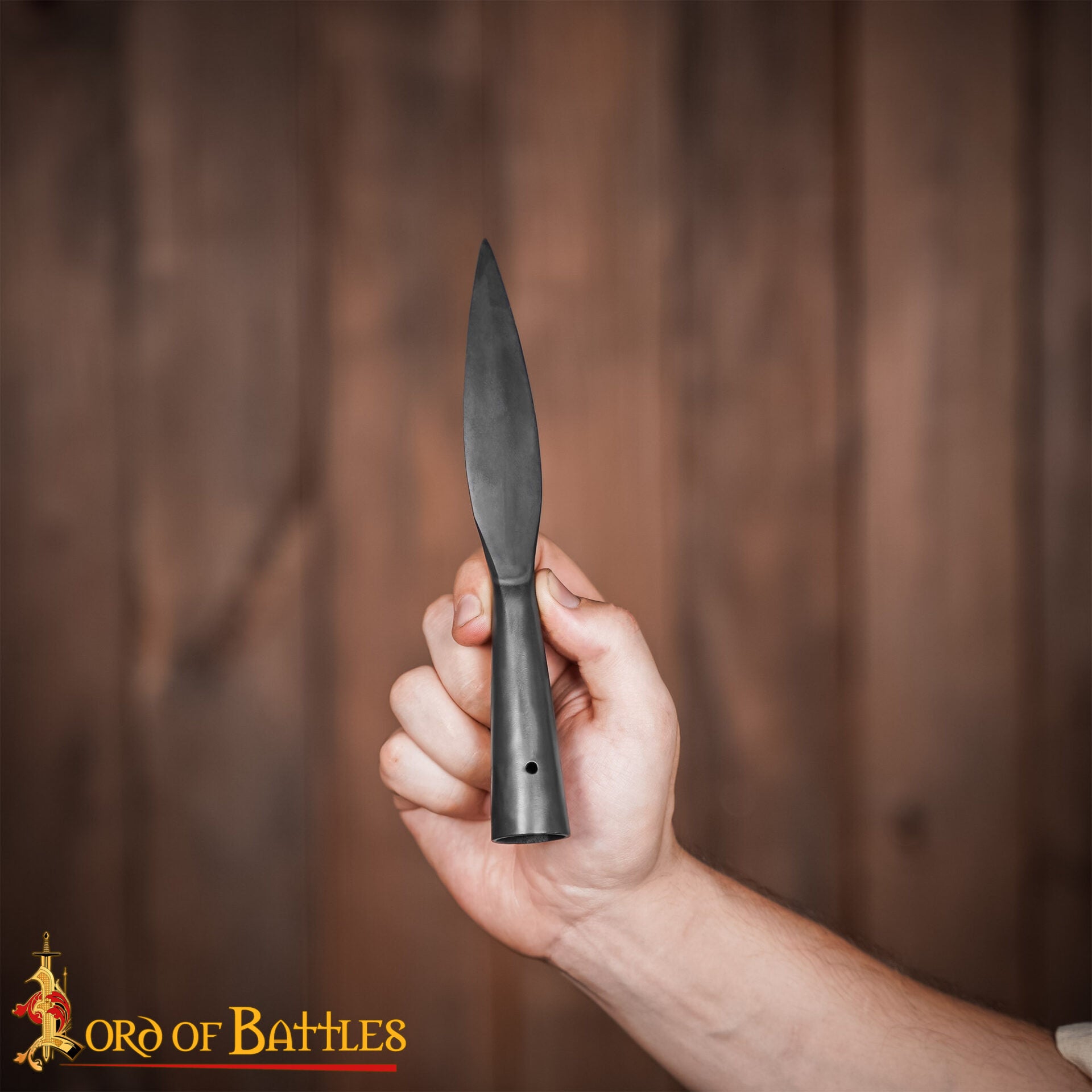 Punta de Lanza Vikinga Medieval - Acero Al Carbono Forjado a Mano - Hoja Corta con Mango Cónico - Imagen 6