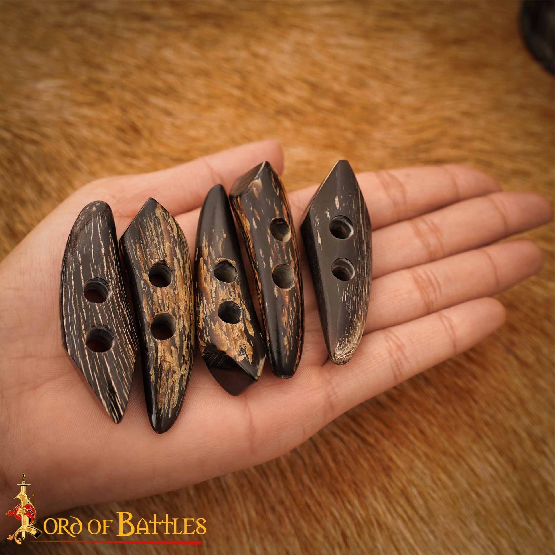 Juego de Aldabas de Cuerno de Buey de Bordes Afilados - 5 Piezas - Cierres Artesanales de 2 Pulgadas con Acabado Rugoso Natural - Imagen 6
