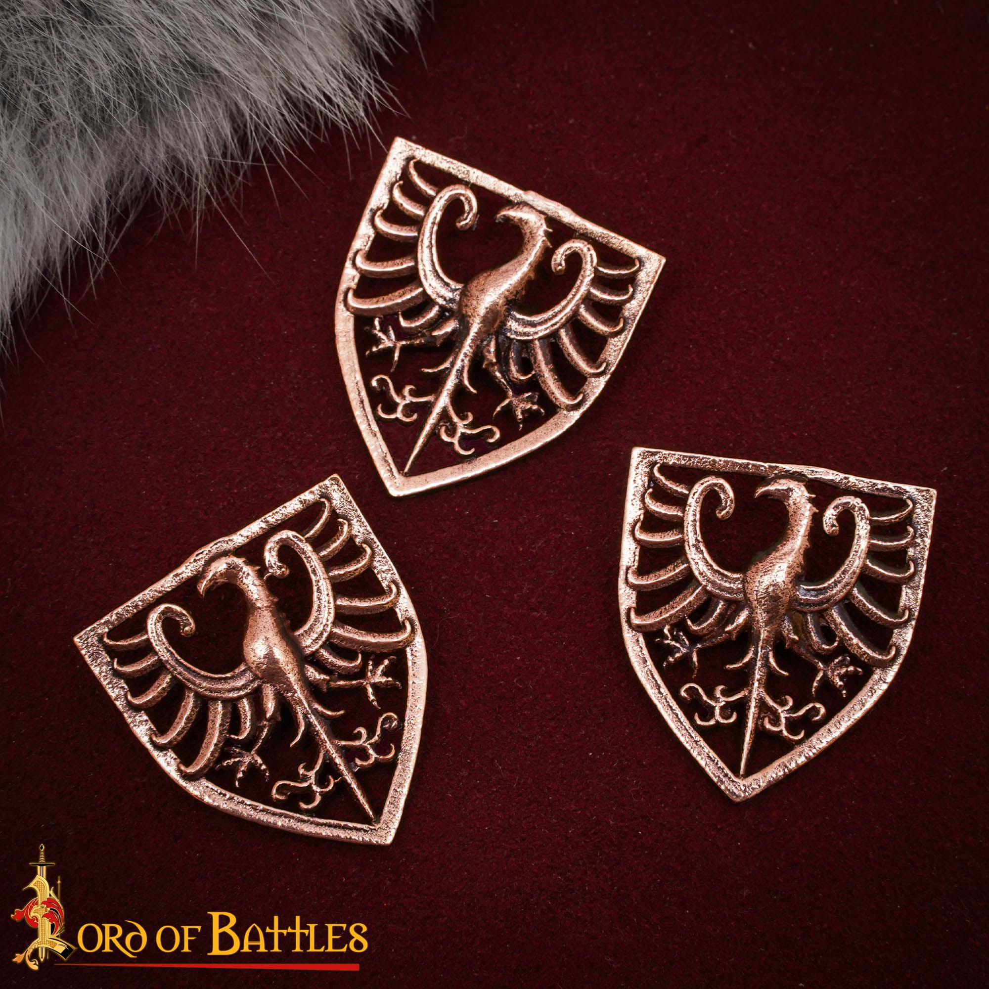 Juego de 3 Monturas de Águila Heráldica de Bronce del Siglo Xiii | Acentos Medievales Fundidos a la Cera Perdida - Imagen 2