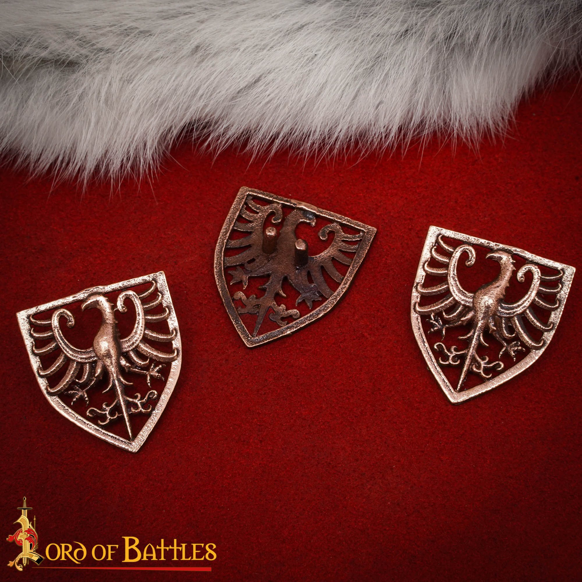 Juego de 3 Monturas de Águila Heráldica de Bronce del Siglo Xiii | Acentos Medievales Fundidos a la Cera Perdida - Imagen 6