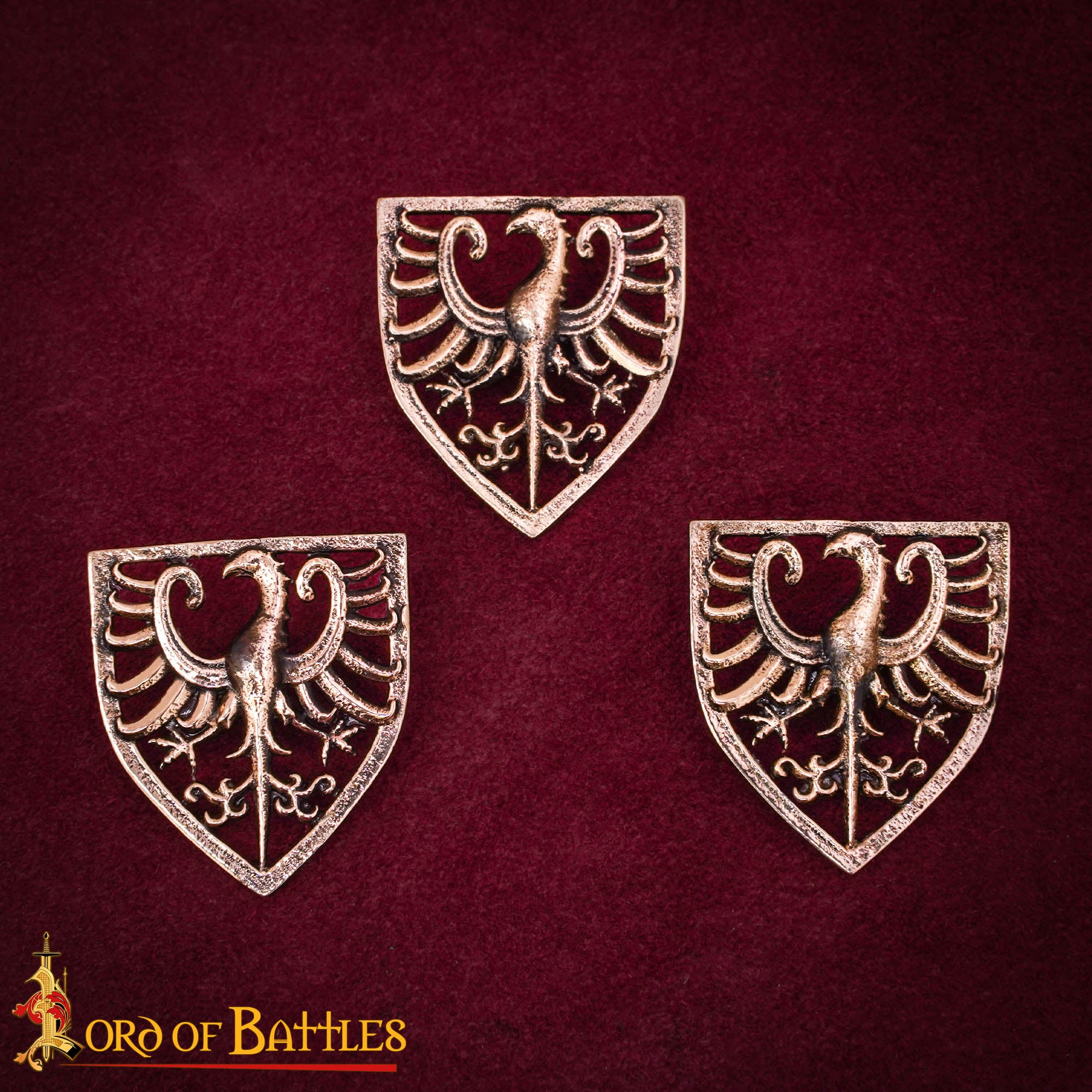 Juego de 3 Monturas de Águila Heráldica de Bronce del Siglo Xiii | Acentos Medievales Fundidos a la Cera Perdida - Imagen 7