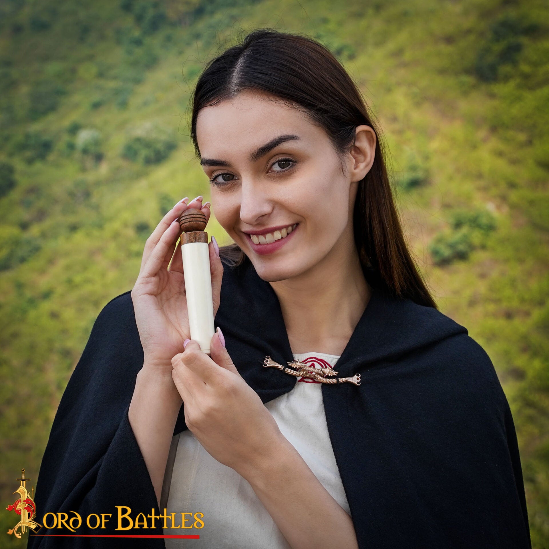 Porta Agujas Medieval de Hueso de Buey con Tapa de Madera - Tubo de Almacenaje Artesanal - Imagen 5