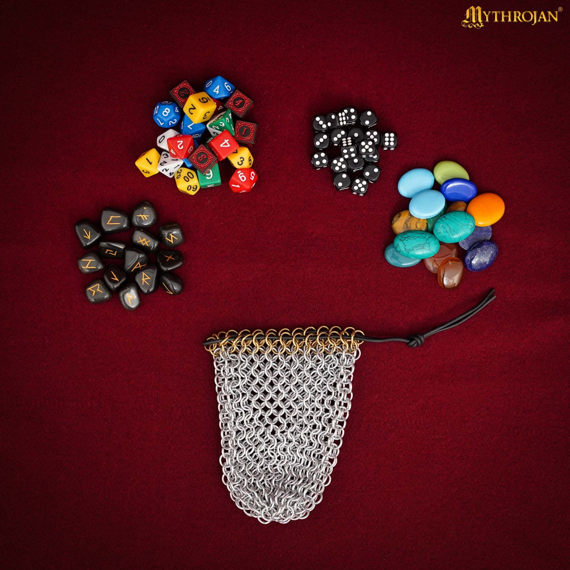 Bolsa de Dados de Cota de Malla Mythrojan - 8 Mm, Calibre 16 - Bolsa de Cordón de Aluminio Anodizado para Dnd, Larp y Juegos Medievales - Imagen 6