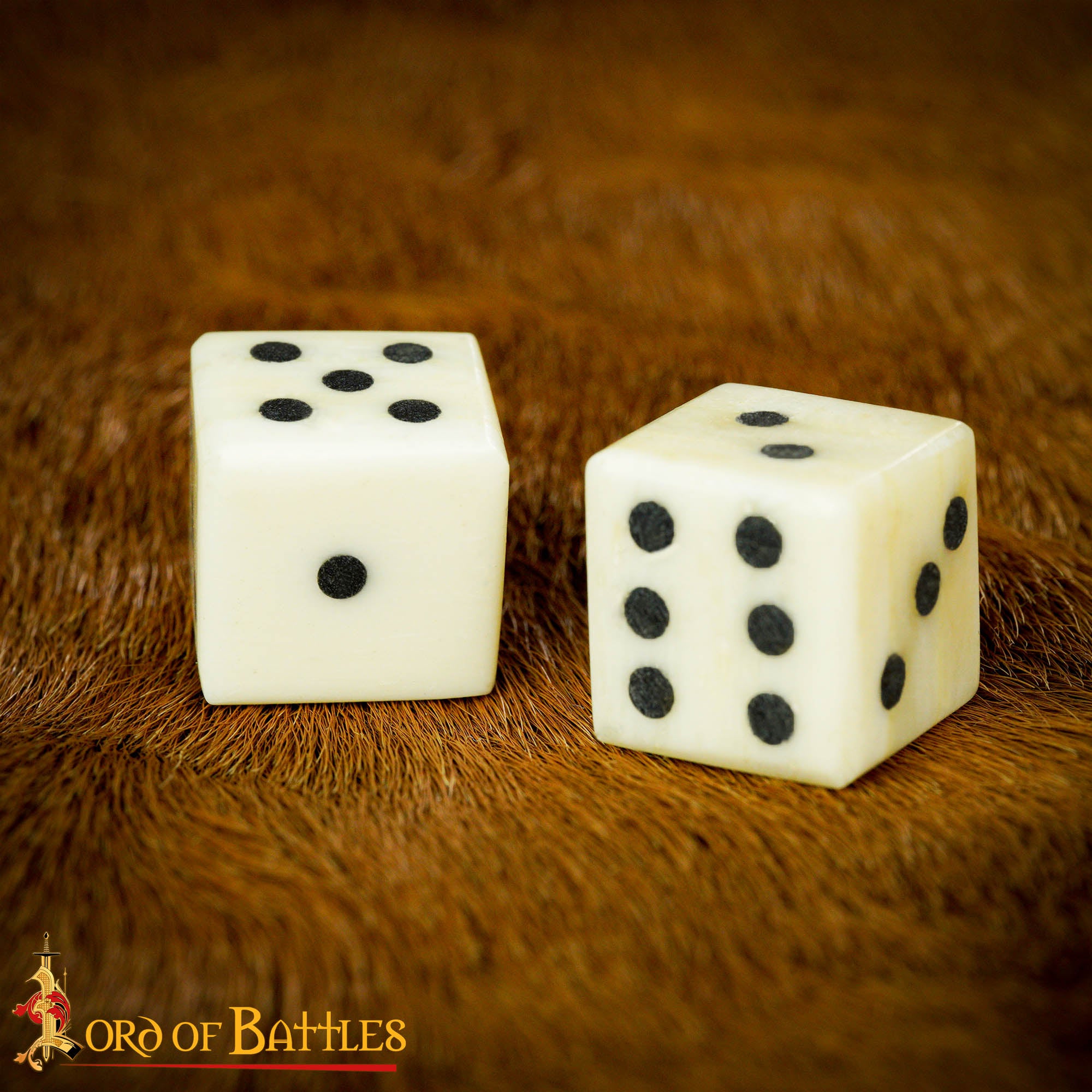 Dados Medievales de Hueso - Juego Artesanal de 6 (hueso de Buey, 1,2 Cm) - Imagen 2