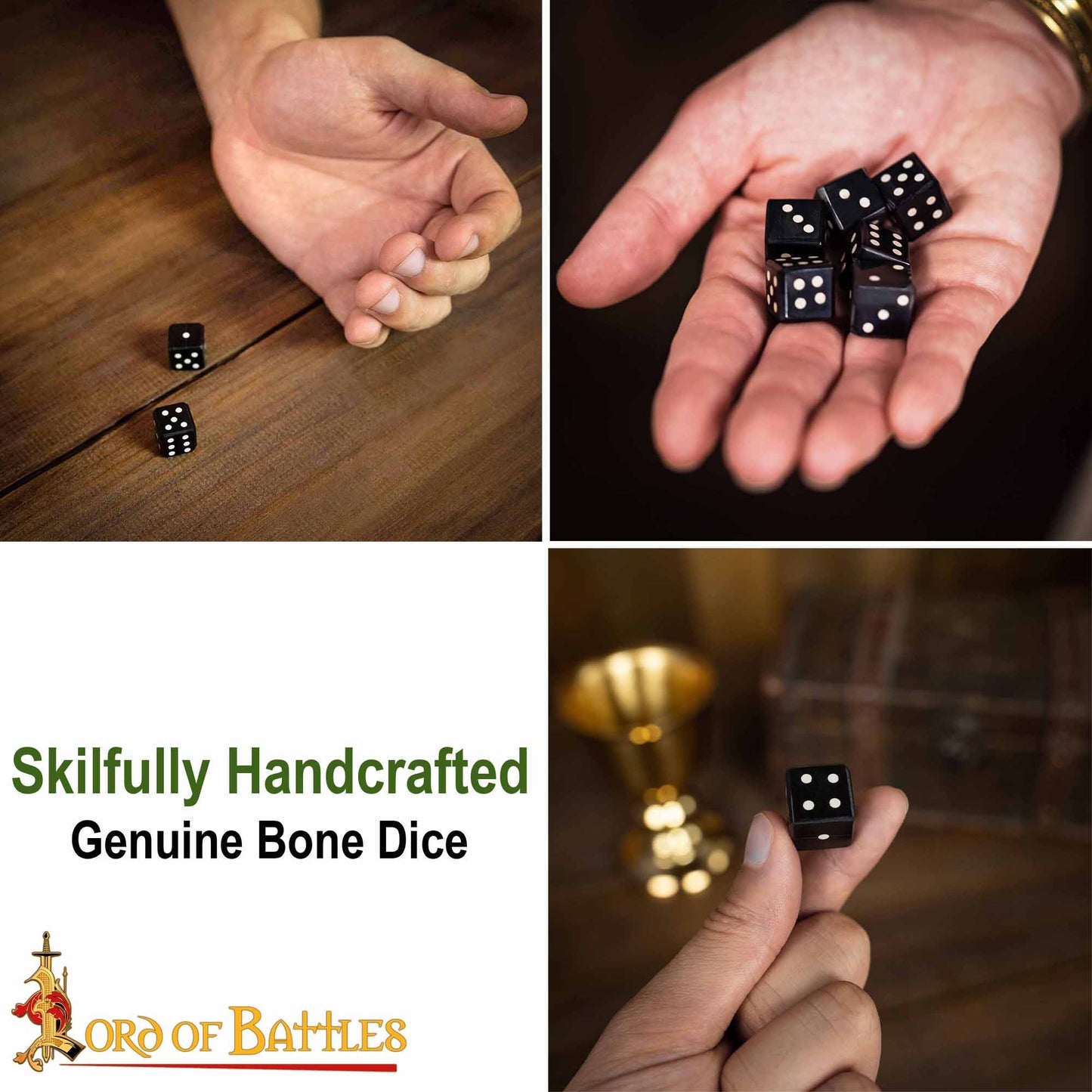 Juego de Dados Artesanales de Cuerno de Búfalo - 6 Piezas | Dados Naturales para Juegos de Rol de Mesa, Coleccionismo y Juegos Históricos - Imagen 7