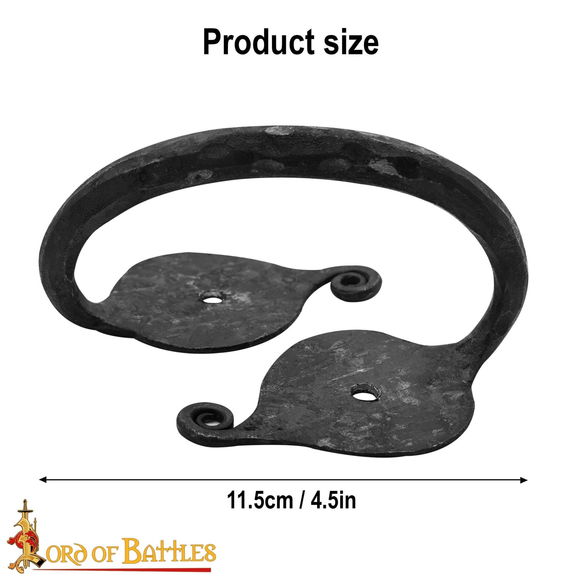 Asa de Cofre de Hierro Forjado a Mano - Acabado Rústico Negro Petróleo - Asa de Cofre de Estilo Medieval - Imagen 3