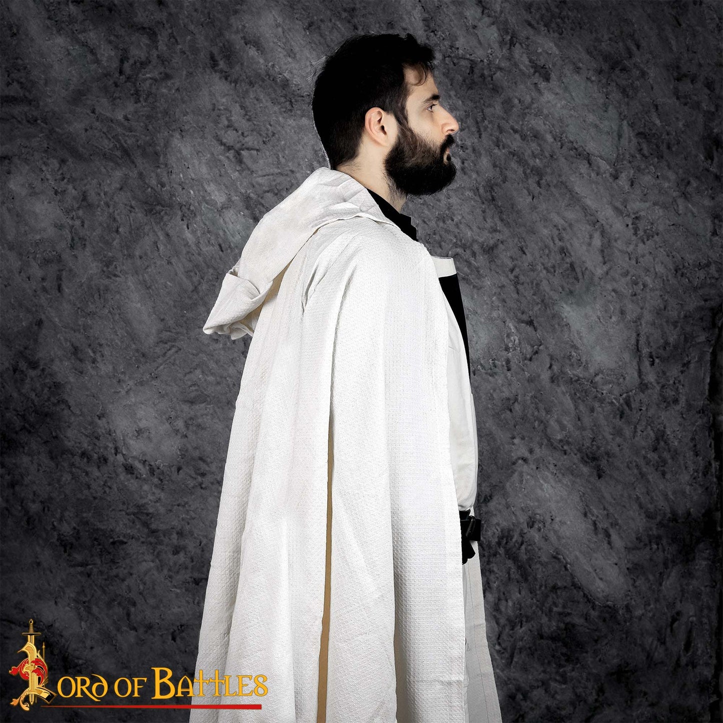 Capa de Caballero Templario con Capucha del Siglo Xiii - Capa de Cruzado de Algodón con Cruz Negra - Imagen 7