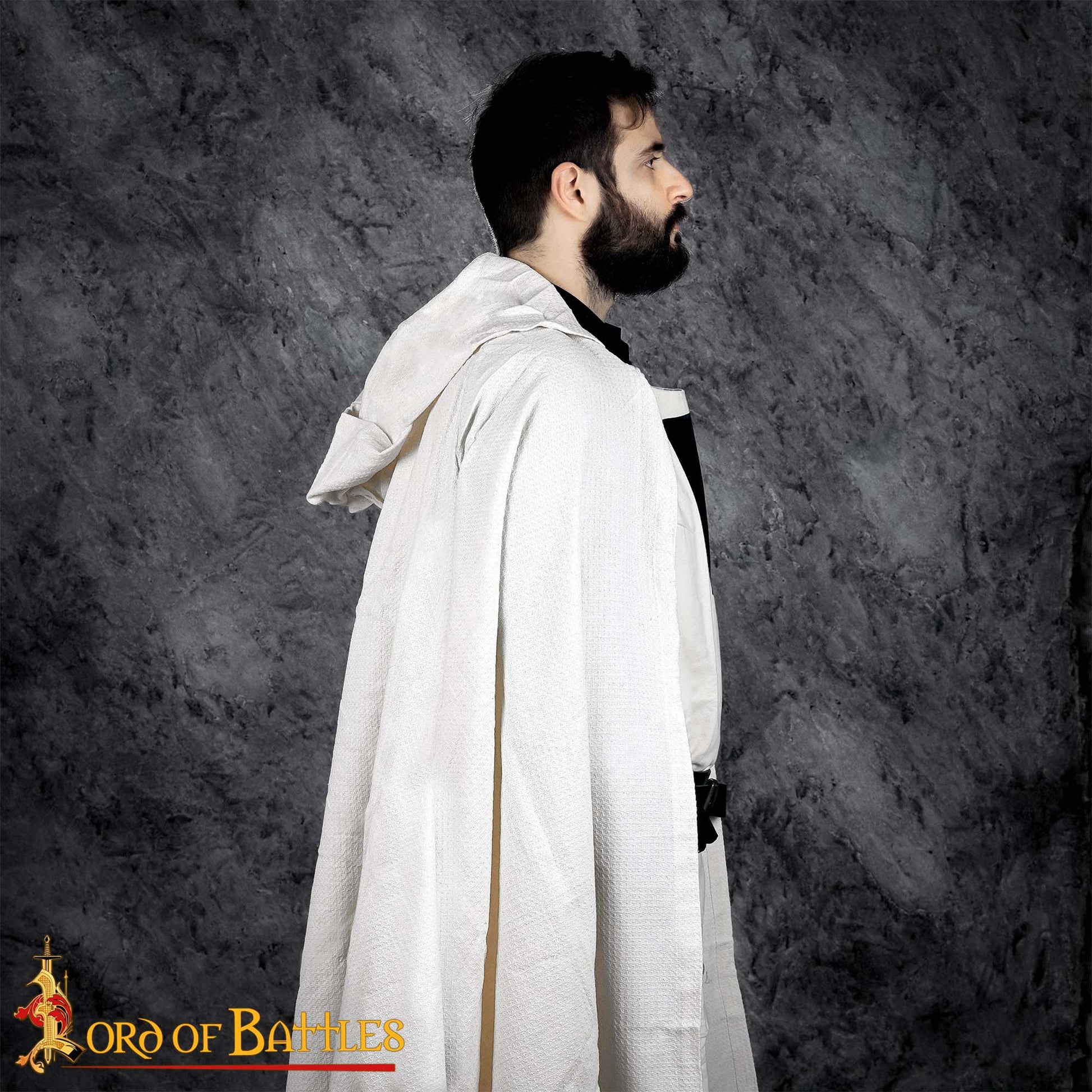 Capa de Caballero Templario con Capucha del Siglo Xiii - Capa de Cruzado de Algodón con Cruz Negra - Imagen 7