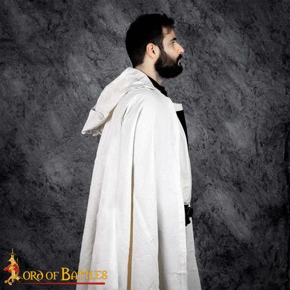 Capa de Caballero Templario con Capucha del Siglo Xiii - Capa de Cruzado de Algodón con Cruz Negra - Imagen 7