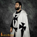 Capa de Caballero Templario con Capucha del Siglo Xiii - Capa de Cruzado de Algodón con Cruz Negra - Imagen 1