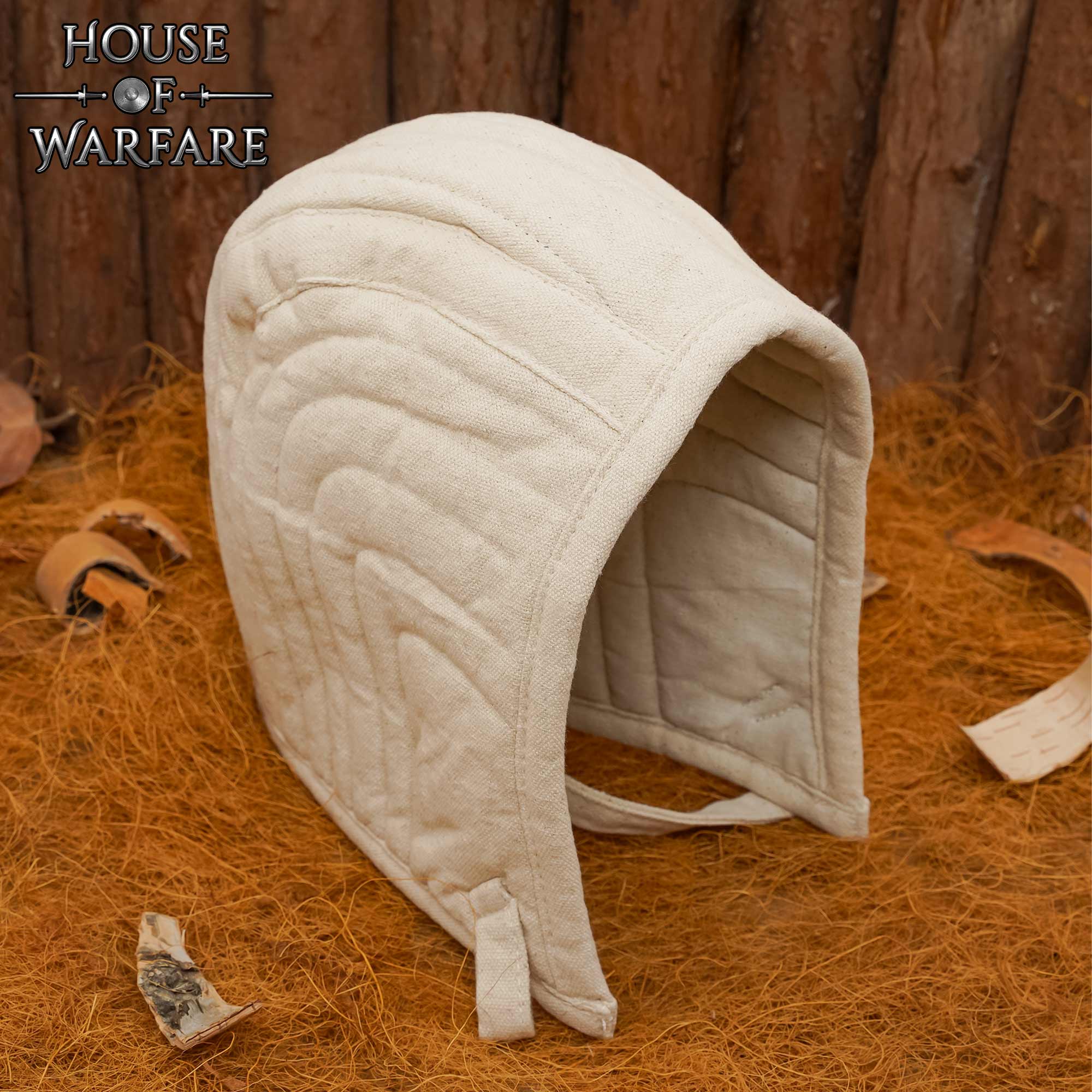 Gorro de Armar de Algodón Acolchado - Forro de Casco Medieval - Acolchado de Lona Natural - Imagen 1