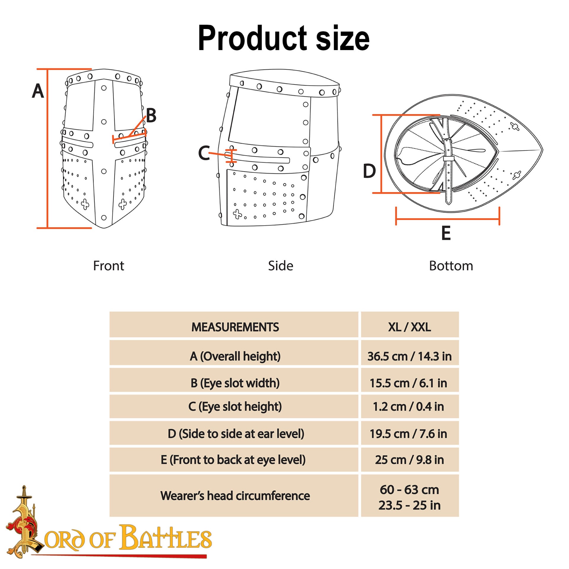 Crusader Knight Pot Helm Battle Ready con Cruz de Latón - Casco de Acero de Calibre 16 - Imagen 3