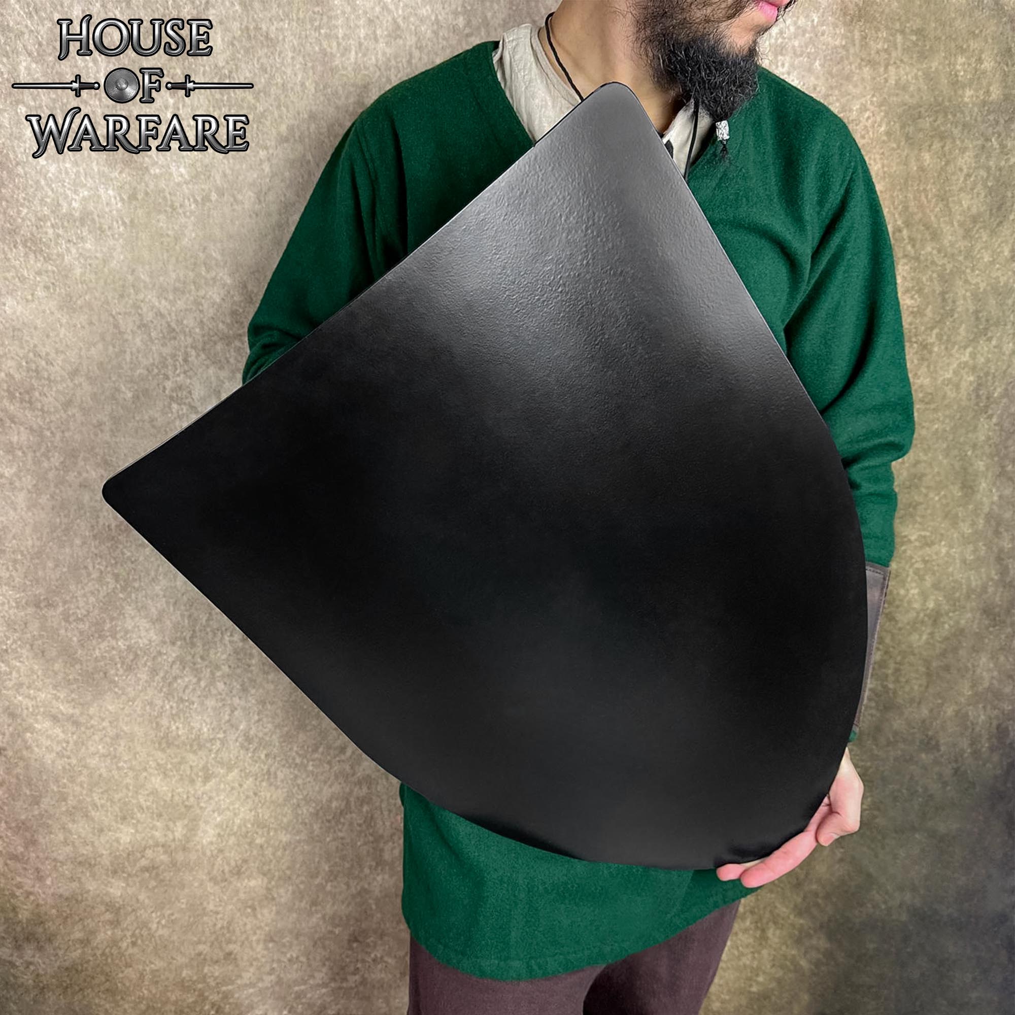 Escudo de Batalla de Acero Liso con Cadena - Negro- Personalizable - Imagen 2