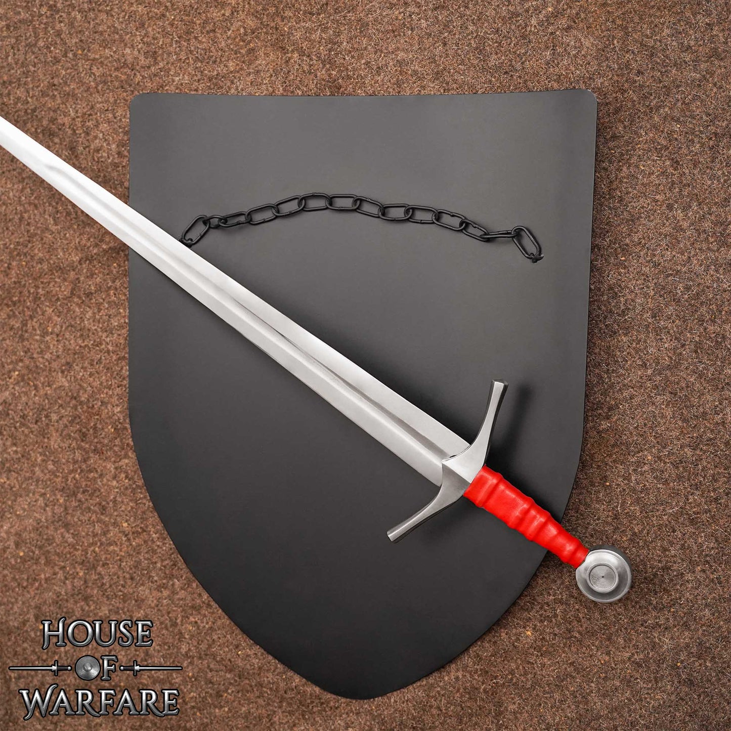 Escudo de Batalla de Acero Liso con Cadena - Negro- Personalizable - Imagen 6