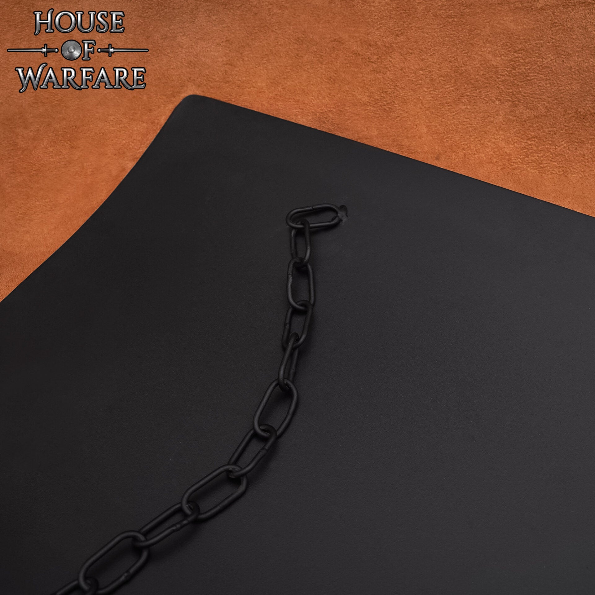 Escudo de Batalla de Acero Liso con Cadena - Negro- Personalizable - Imagen 8