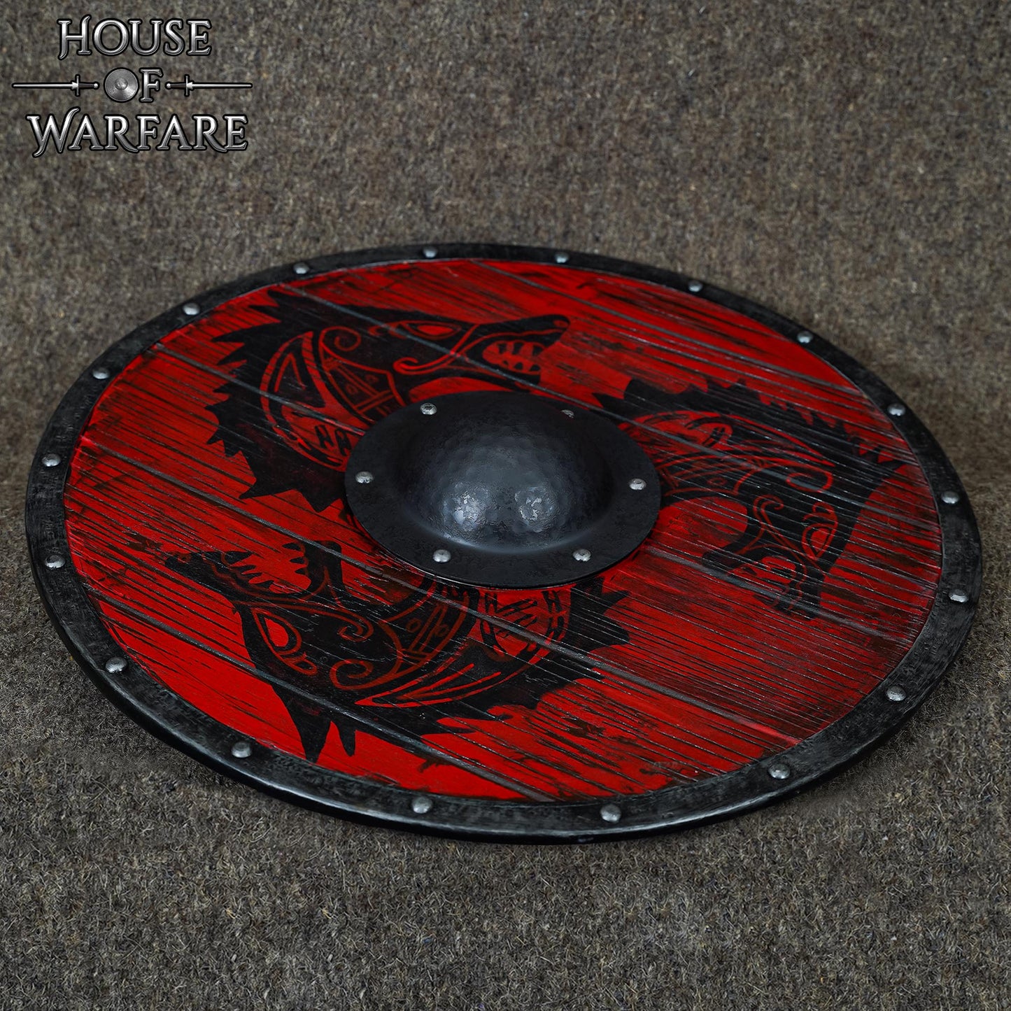 Jefe de Escudo Vikingo y Anglosajón - 7,9" de Diámetro, Acero Ennegrecido de Calibre 14 - Imagen 6