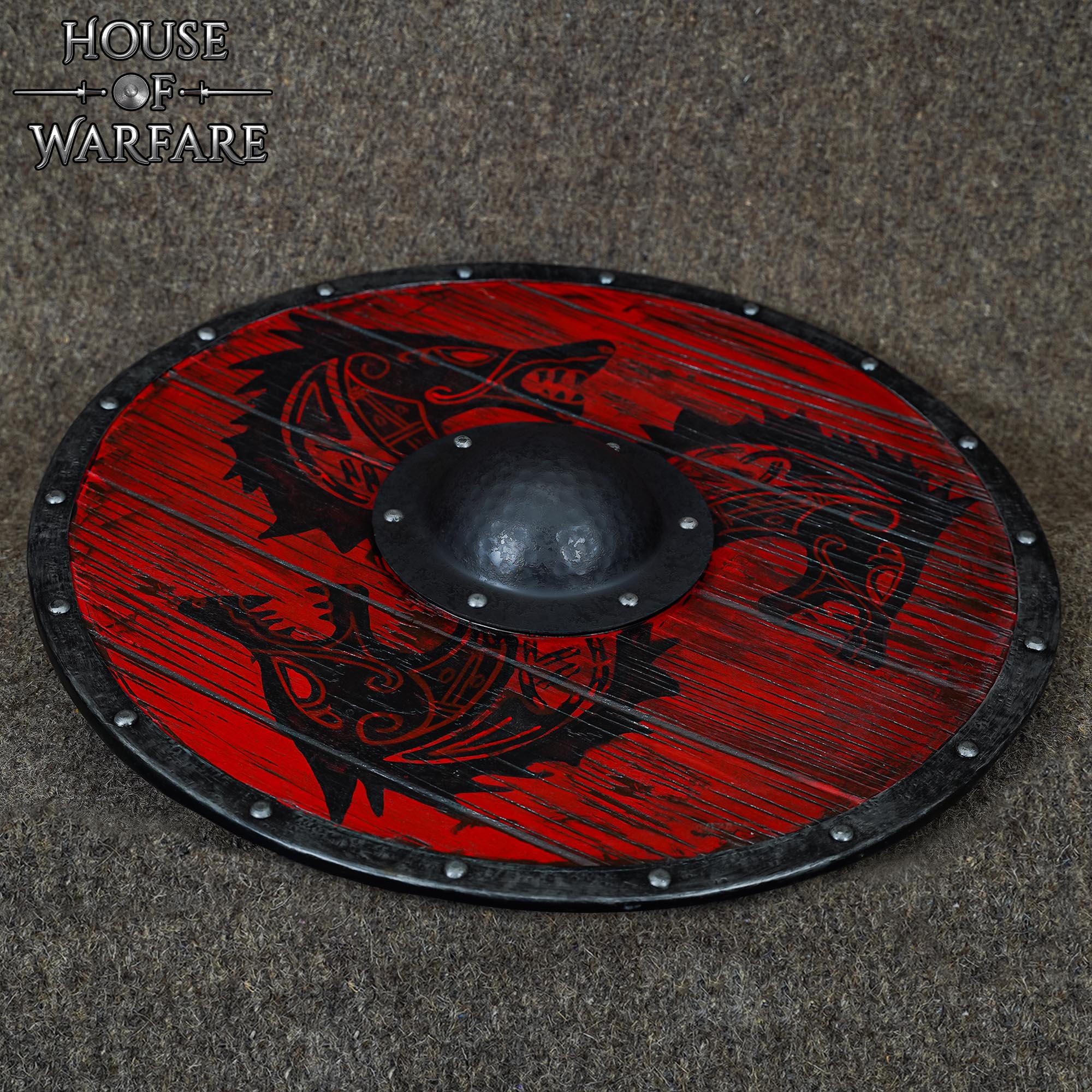 Jefe de Escudo Vikingo y Anglosajón - 7,9" de Diámetro, Acero Ennegrecido de Calibre 14 - Imagen 6