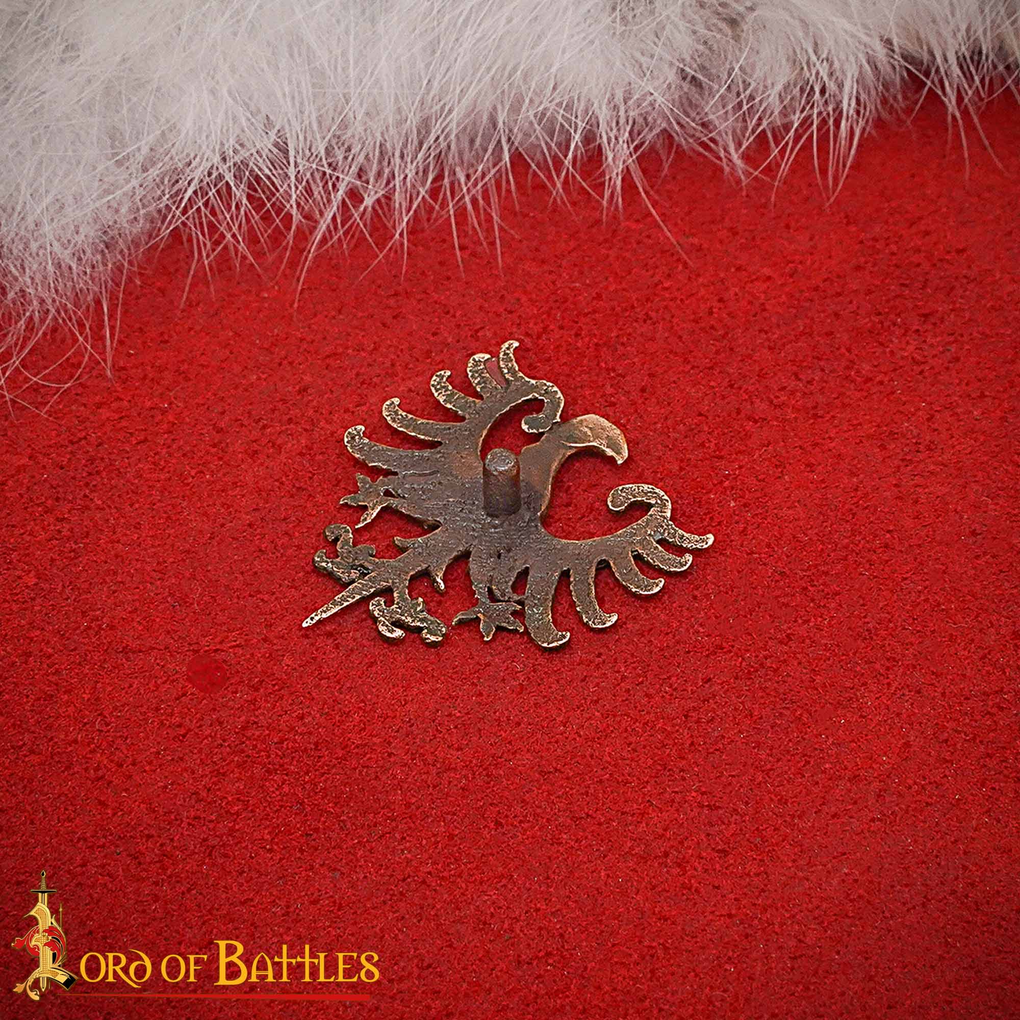 Alfiler de Bronce Antiguo con Insignia de Águila Heráldica - Insignia de Bronce Macizo con Montura de Estilo Medieval - Imagen 2