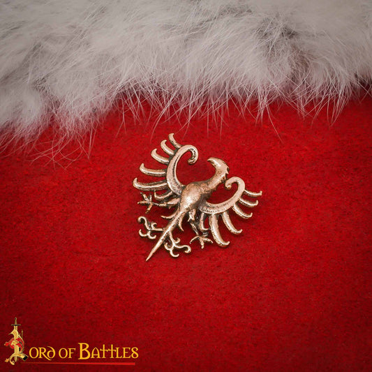 Alfiler de Bronce Antiguo con Insignia de Águila Heráldica - Insignia de Bronce Macizo con Montura de Estilo Medieval - Imagen 1