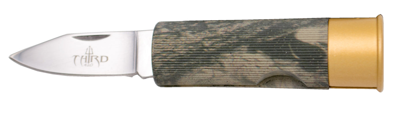 Navaja Cartucho Third Caza Camo Bosque Acero Inox 4,8 Cm